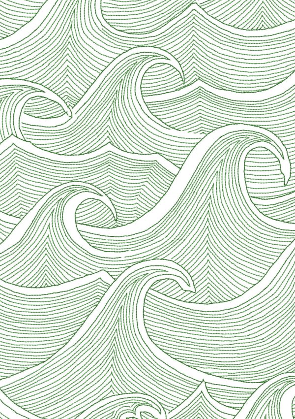 Waves  Wallpaper by Lingua Franca - Green on White Cheap