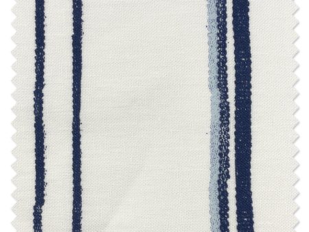 Fabric by the Yard - Two Tone Stripe - Navy & Sky on Linen For Cheap