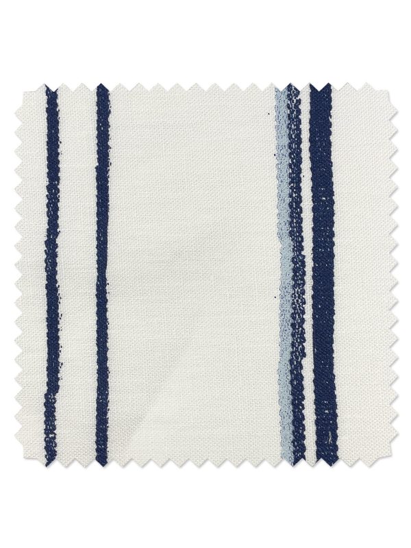 Fabric by the Yard - Two Tone Stripe - Navy & Sky on Linen For Cheap