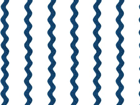 Ric-Rac Stripe on White  Wallpaper by Sarah Jessica Parker - Navy For Discount