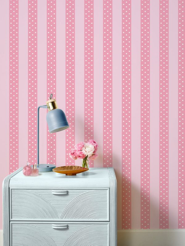 Just Ken Stripe  Wallpaper by Barbie™ - Bubblegum   Pink For Discount