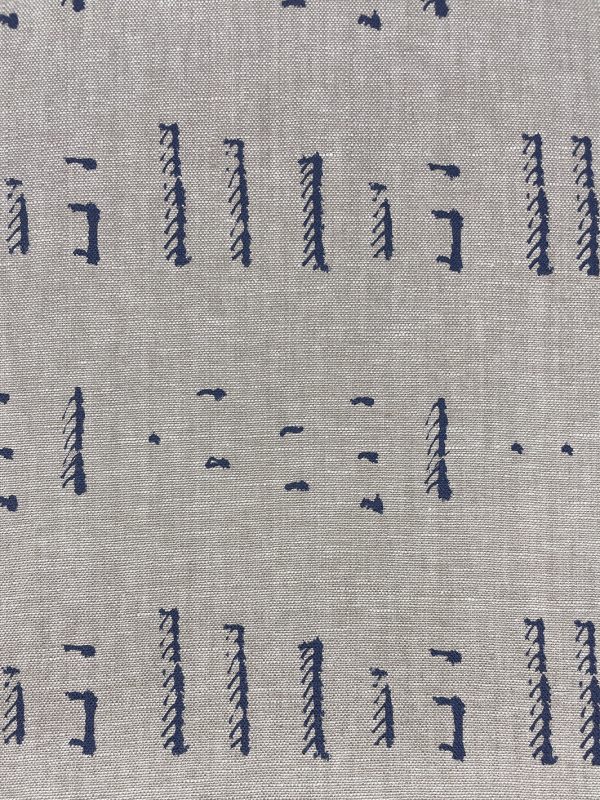 Fabric by the Yard - Stitch - Navy on Flax Linen on Sale