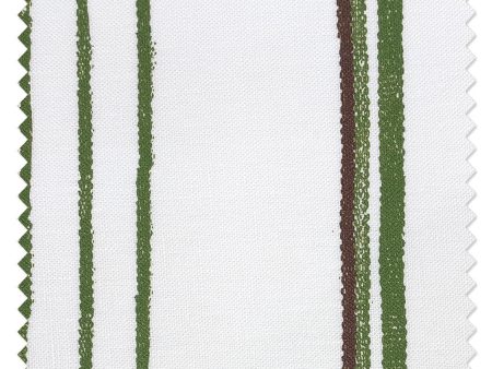 Fabric by the Yard - Two Tone Stripe - Rust & Moss on Linen Hot on Sale