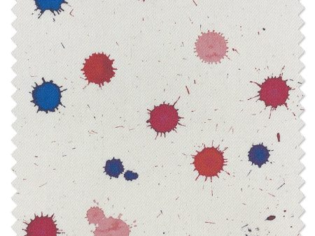 Fabric by the Yard - Splattered - Cobalt Pink on Organic Twill Hot on Sale