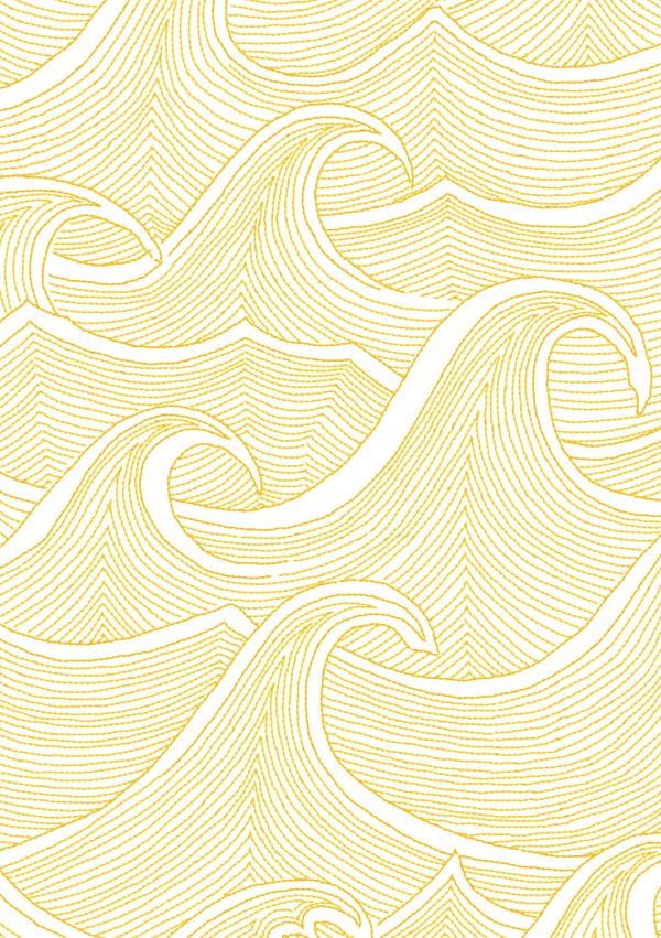 Waves  Wallpaper by Lingua Franca - Gold on White Cheap