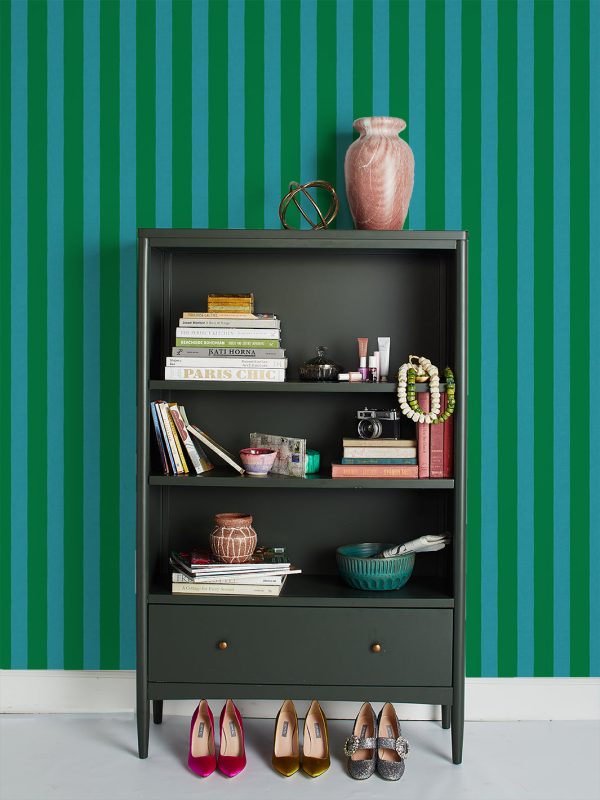 Grosgrain Stripe  Wallpaper by Sarah Jessica Parker - Emerald Peacock For Discount