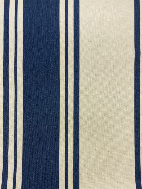 Fabric by the Yard - Yorkshire Stripe - Navy on Raw Canvas Online