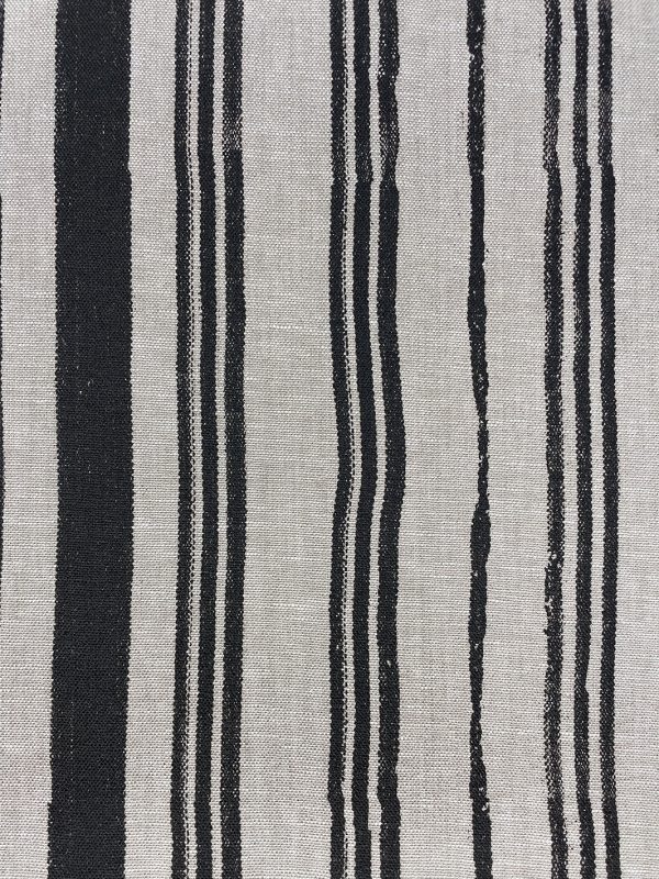 Fabric by the Yard - Painted Stripes - Black on Flax Linen Hot on Sale