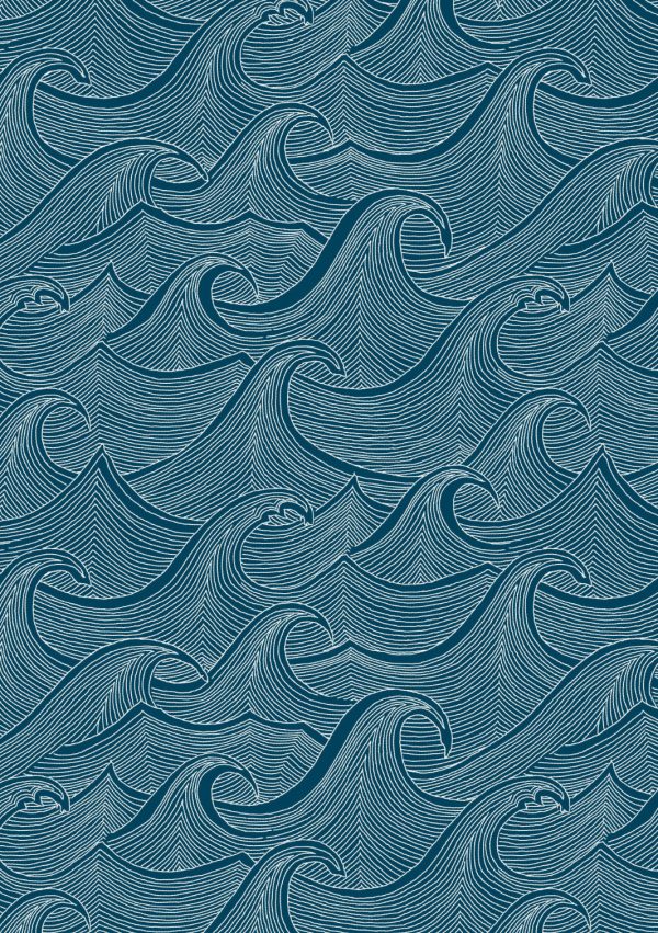 Waves Two Tone  Wallpaper by Lingua Franca - Indigo For Cheap