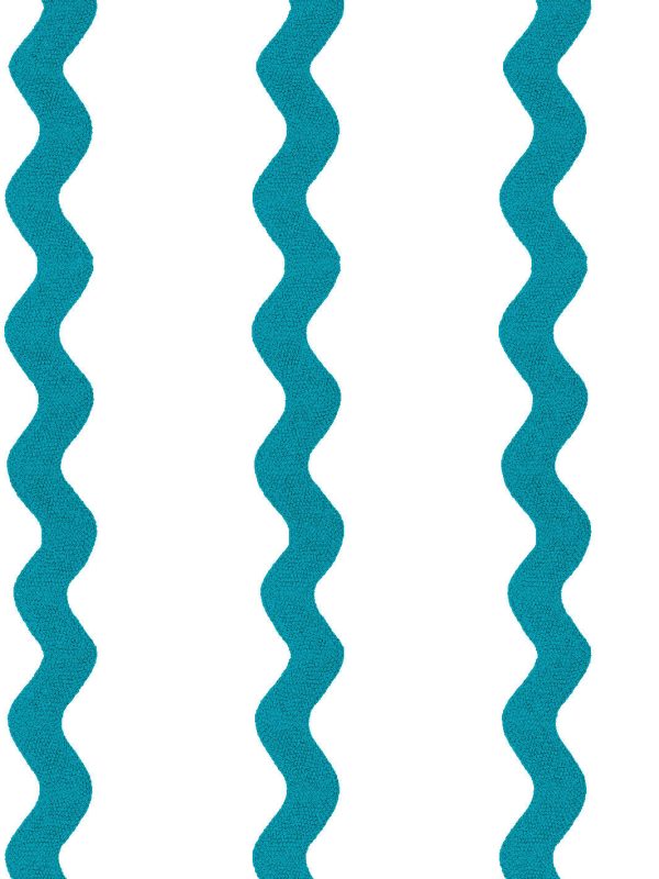 Ric-Rac Stripe on White  Wallpaper by Sarah Jessica Parker - Peacock For Sale