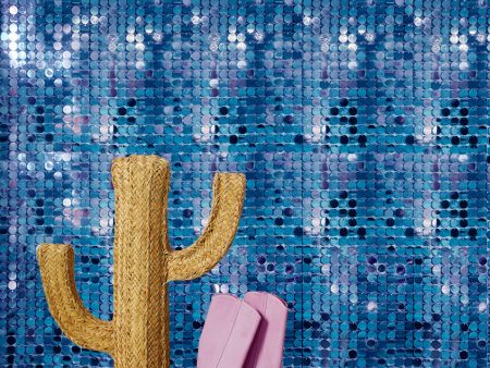 Barbie™ Sequin  Wallpaper by Barbie™ - Blue on Silver Mylar Online