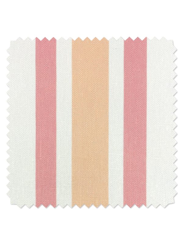 Fabric by the Yard - Between the Lines - Peach Pink on Linen on Sale