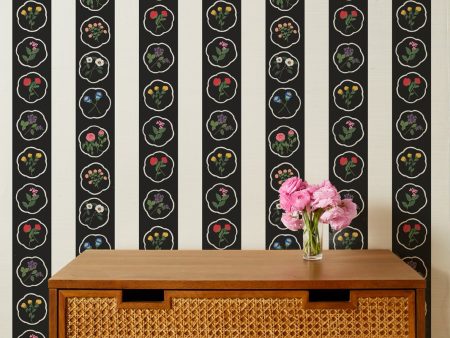 Montaigne Stripe  Grasscloth Wallpaper by Carly Beck - Black Supply