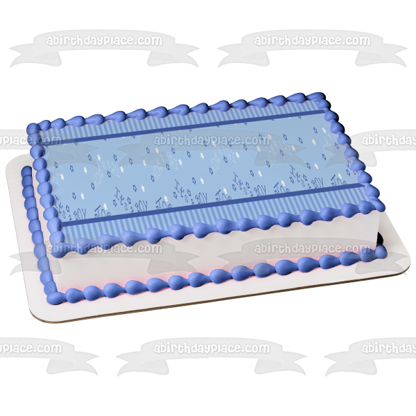 Baby Shower It s a Boy Stars Blue Stripes Edible Cake Topper Image ABPID13403 Sale