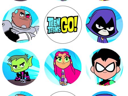 Teen Titans Go Beast Boy Starfire Robin Cyborg Raven Edible Cupcake Topper Images ABPID14813 Sale