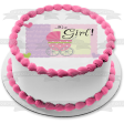 Baby Shower It s a Girl Baby Stroller Hearts Edible Cake Topper Image ABPID13421 Sale