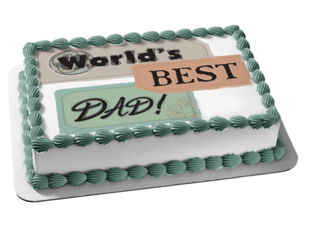 World s Best Dad Globe Purple Pink Blue Tags Edible Cake Topper Image ABPID13508 Online Hot Sale