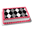 Argyle Pattern Blue Black White Diamonds Edible Cake Topper Image ABPID13047 Online