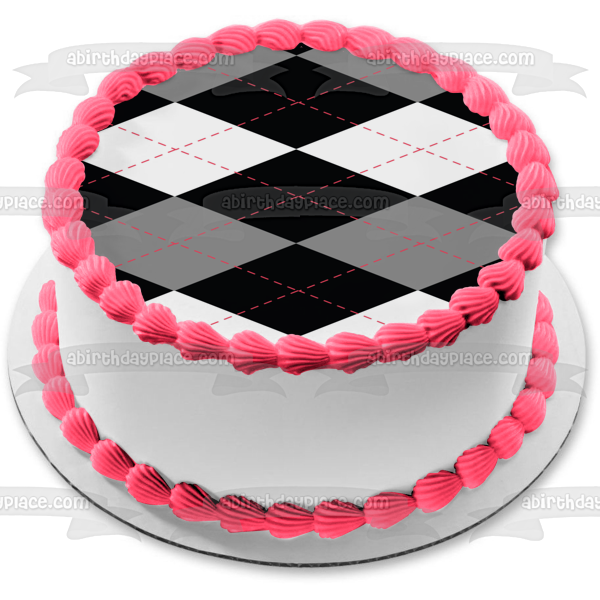 Argyle Pattern Blue Black White Diamonds Edible Cake Topper Image ABPID13047 Online