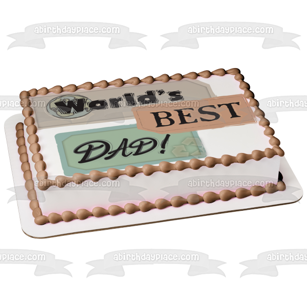 World s Best Dad Globe Purple Pink Blue Tags Edible Cake Topper Image ABPID13508 Online Hot Sale