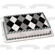 Argyle Pattern Blue Black White Diamonds Edible Cake Topper Image ABPID13047 Online