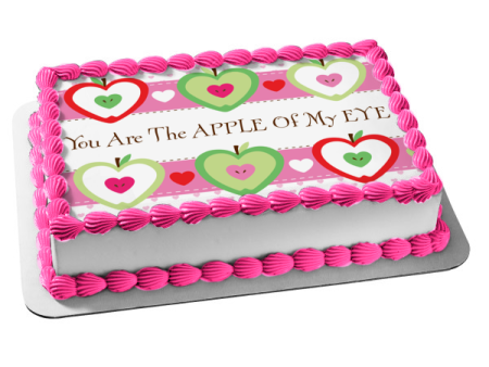 You Are the Apple of My Eye Apple Hearts Edible Cake Topper Image ABPID13074 For Sale