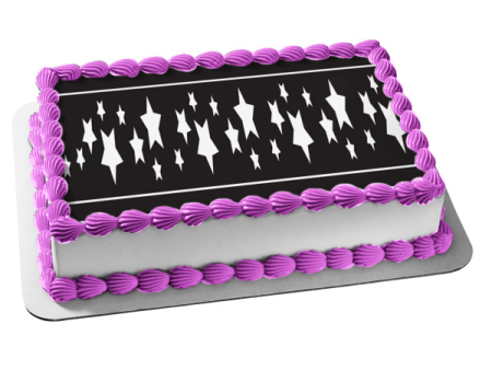 White Stars Black Background White Stripes Edible Cake Topper Image ABPID13557 For Cheap