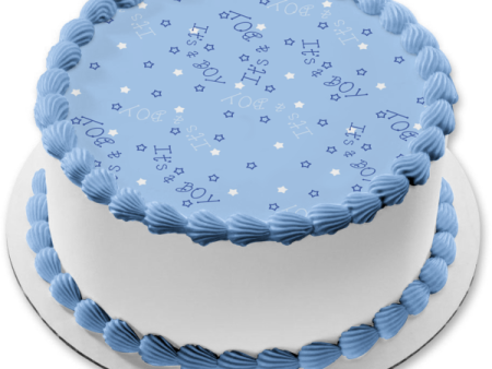 Baby Shower It s a Boy Blue Background Stars Edible Cake Topper Image ABPID13056 Fashion