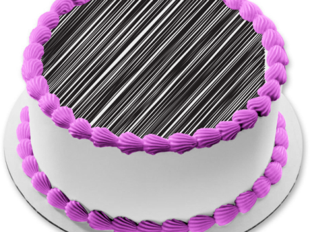 White and Black Diagonal Stripes Pattern Edible Cake Topper Image ABPID13563 Online Sale