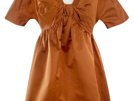 Spring 2007 Prada Burnished Gold Silk Satin Front Knot Plunging Empire Mini Dress Sale