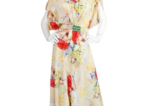 1930s Bias Cut Beautiful Floral Print Silk Flapper Gown For Sale