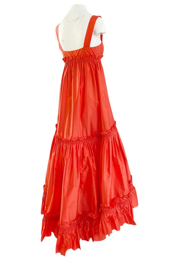 Resort 2008 Oscar de la Renta Look 56 Bright Coral Silk Full & Open Tiered Runway Dress For Discount