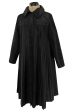 1980s Oscar de la Renta Open Knife Pleated Swing Coated Taffeta Black Jacket Coat Cheap