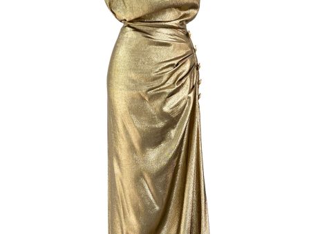 Yves Saint Laurent Fall 1991 Runway Slinky Gold Lame Dress Sale