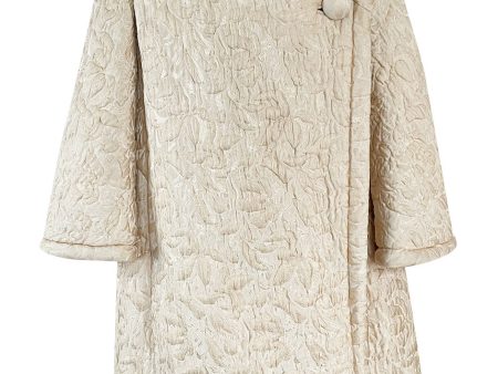 Gorgeous Fall 1965 Nina Ricci Haute Couture Ivory Silk  Brocade Coat w Soft Sheepskin Lining Fashion