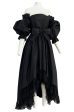 Important Fall 1959 Christian Dior by YSL Couture Black Silk Tafetta & Chantilly Lace Dress w Pouf Sleeves For Discount