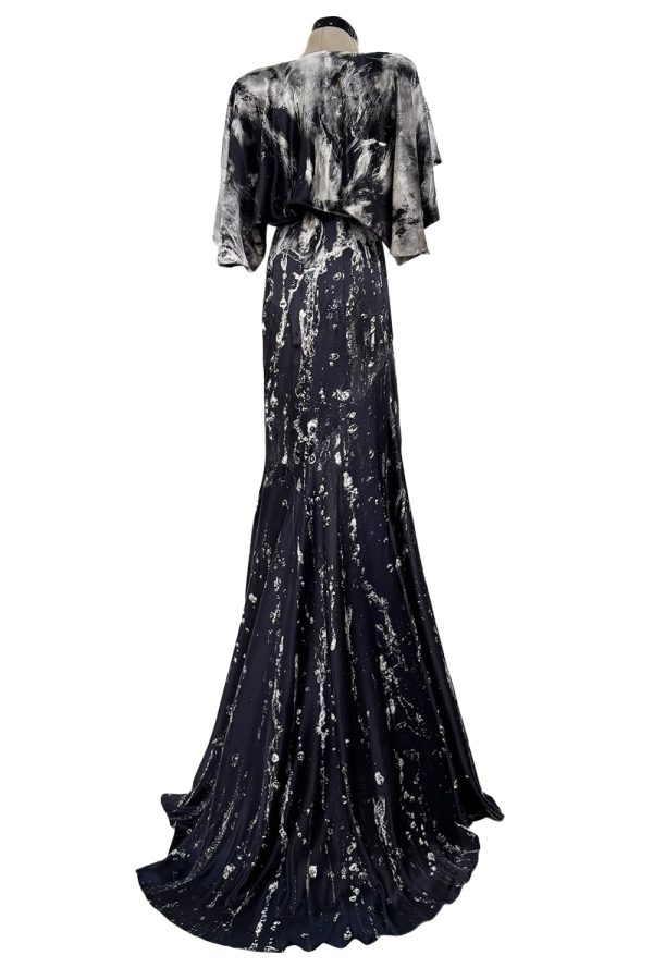 Alexander McQueen 2010 Gray Scale Print Silk Dress For Cheap