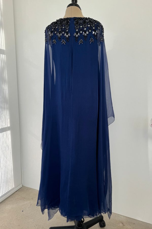 Christian Dior Cruise 2009 Runway Dress Look 49 in Dark Blue w Extensive Beadwork - 15.5  W Sale