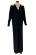 Easy to Wear 1980s Bill Tice Black Jersey Caftan Feel Dress w Gold Shoulder Detail Supply