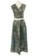 1980s Geoffrey Beene Gold & Turquoise Silk Lame Metallic Skirt & Top Set Sale