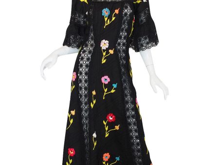 Wonderful 1960s Mexican Embroidered Maxi Dress Supply