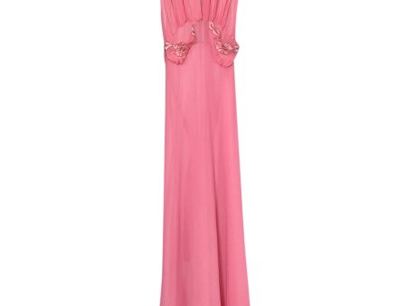 1930s Pink Silk Hand Applique Detailed Boudoir Negligee Lingerie Dress Sale