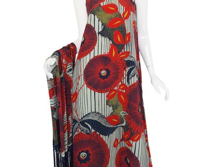 1930s Exceptional Deco Silk Print Dress & Scarf Online now