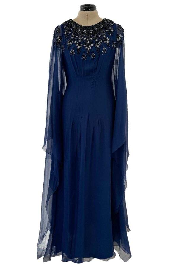 Christian Dior Cruise 2009 Runway Dress Look 49 in Dark Blue w Extensive Beadwork - 15.5  W Sale