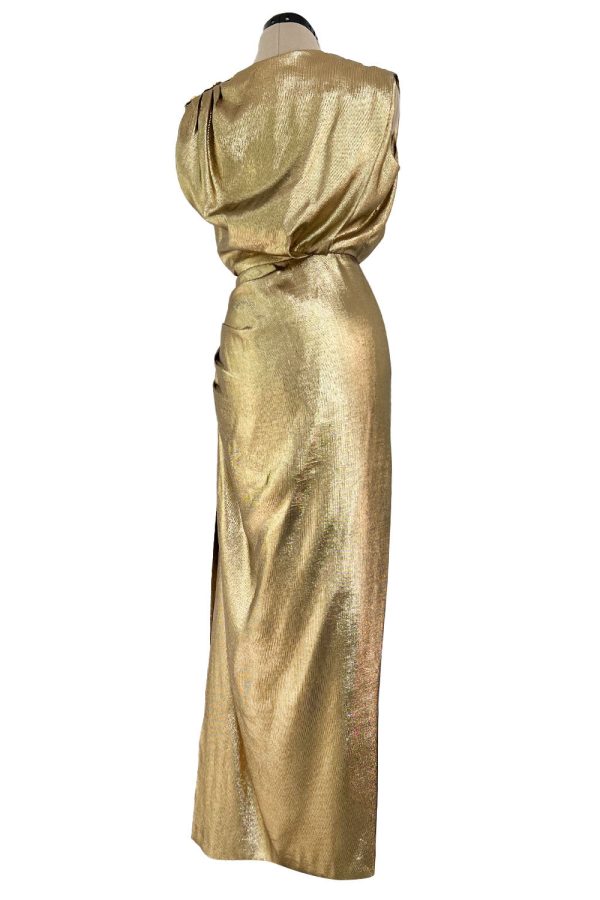 Yves Saint Laurent Fall 1991 Runway Slinky Gold Lame Dress Sale