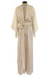 Halston 1976 Ivory Ribbon Silk Chiffon Ivory Jumpsuit w Original Sash For Discount