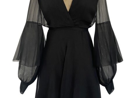 Well Documented Fall 1972 Christian Dior by Marc Bohan Haute Couture Black Silk Chiffon Dress Hot on Sale