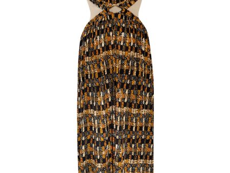 Spring 2017 Celine by Phoebe Philo Runway Basket Weave Print Open Cut Out Jersey Dress Hot on Sale