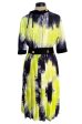 Gorgeous Spring 2019 Prada Look 41 Runway Neon Green & Navy Tie Dye Dress For Discount