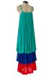 Spectacular Spring 1979 Yves Saint Laurent Silk Chiffon Pleat Dress In Green Blue & Red For Discount